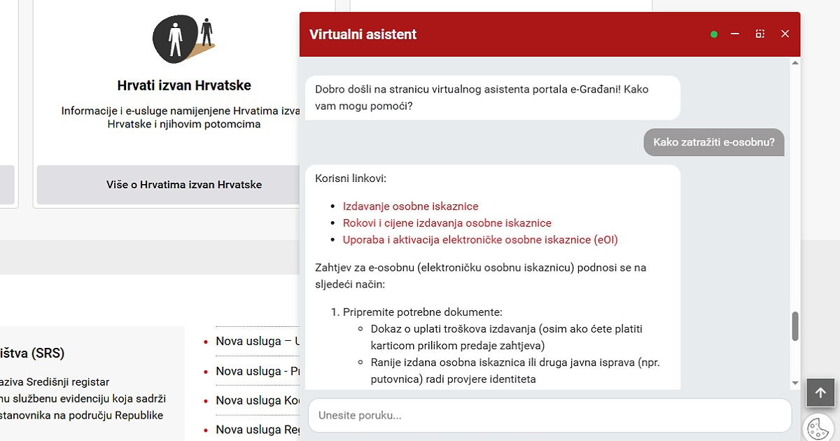 Središnji državni portal dobio AI asistenta