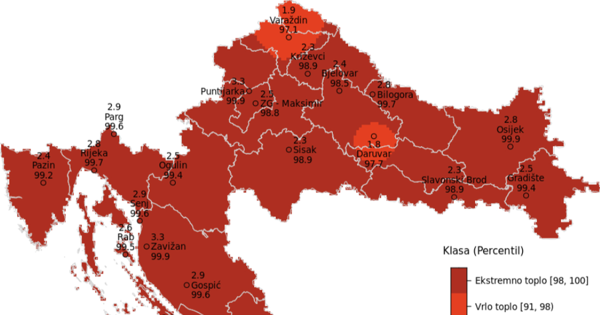 Karta DHMZ-a najbolje pokazuje kakvo je ovo ljeto bilo u Hrvatskoj
