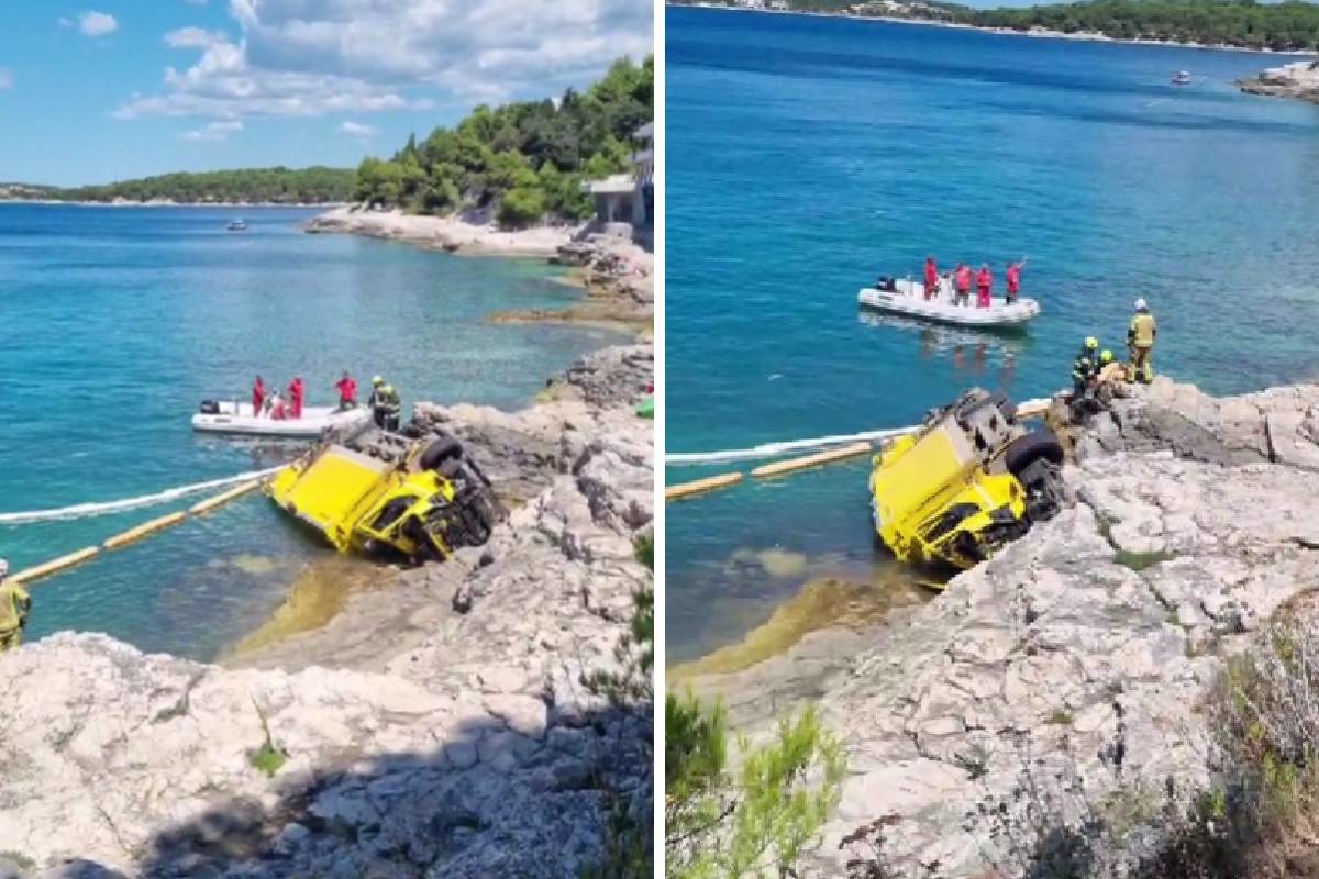 Kamion komunalaca u Puli sletio u more