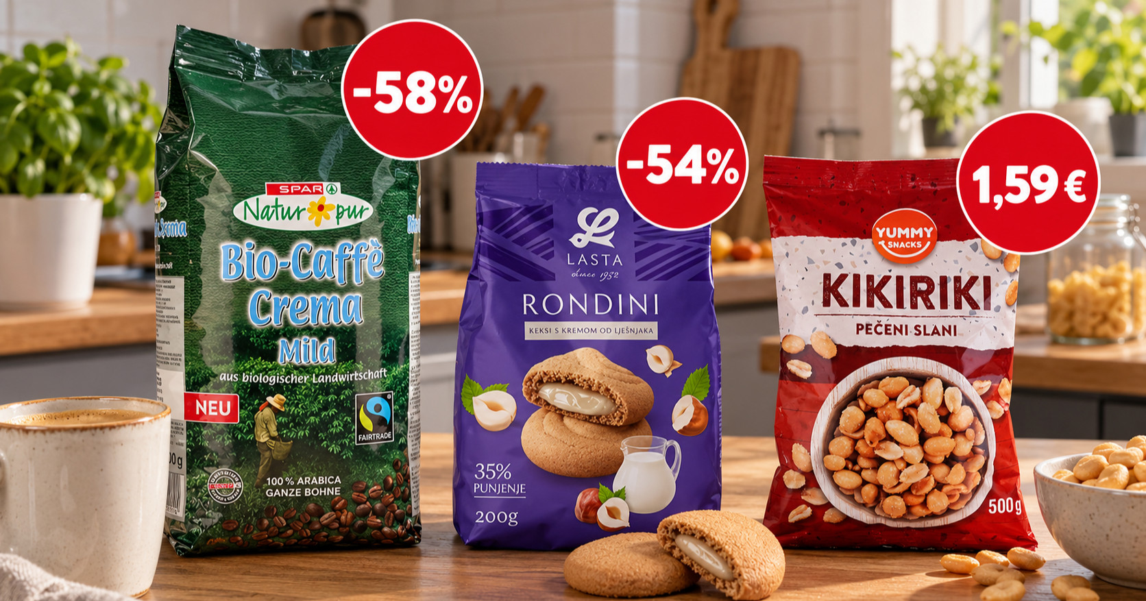 Najbolje cijene danas: Natur pur kava u zrnu na -58%, Lasta keks Rondini na -54%