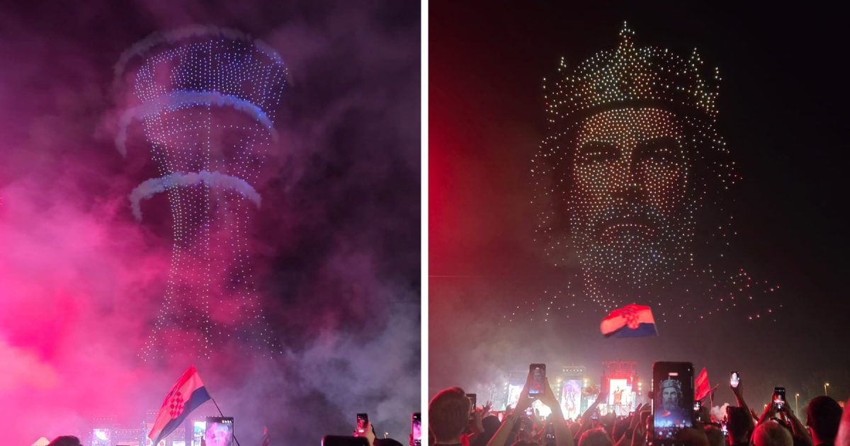 Vodotoranj, kralj Zvonimir, brigade... Pogledajte show s dronovima iz Vukovara