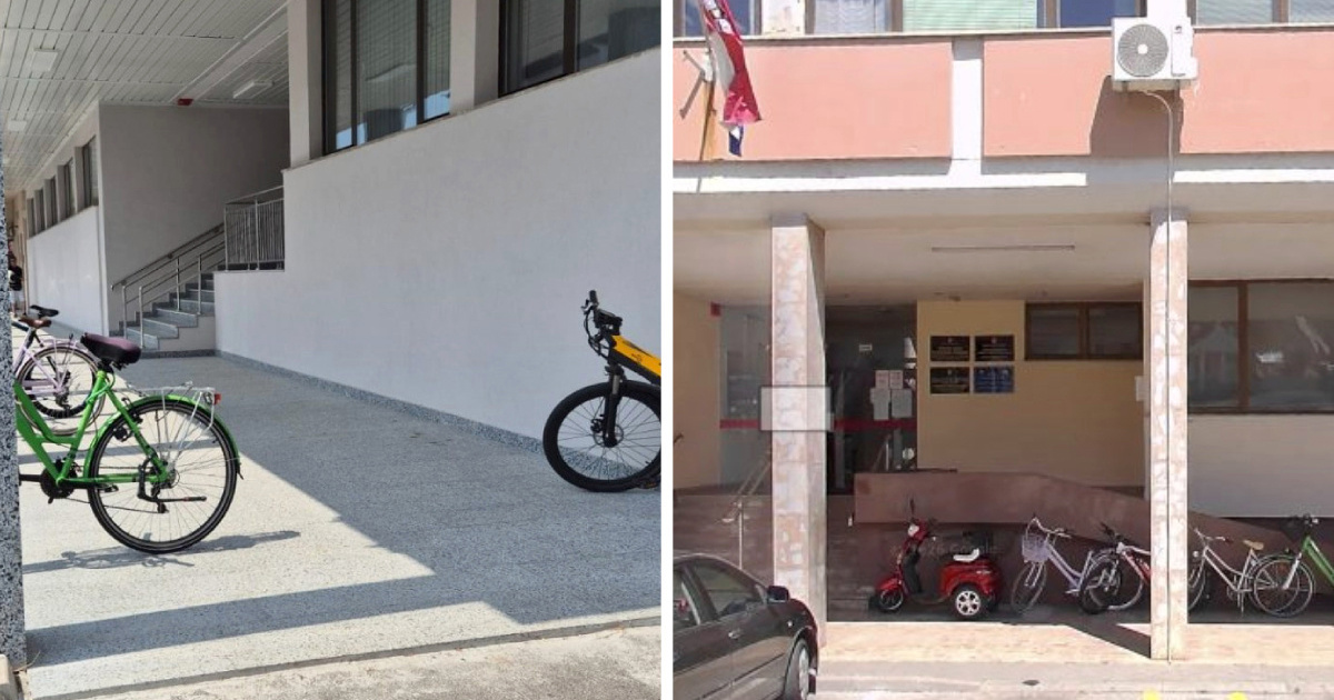 FOTO U Požegi nakon obnove uklonjena rampa za invalide na ulazu u HZMO i HZZO