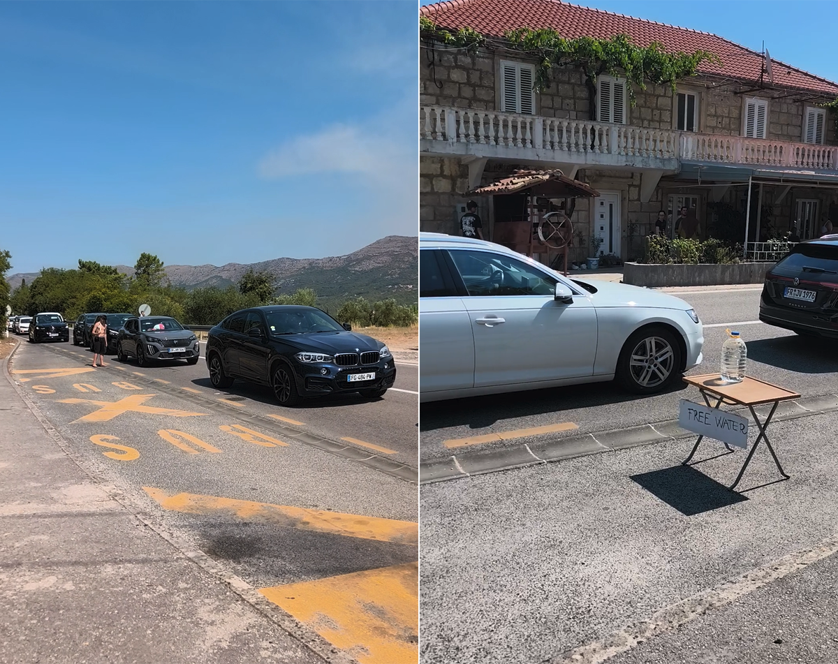 VIDEO Prometni kolaps na jugu Hrvatske, mještani putnicima ostavljaju vodu uz cestu