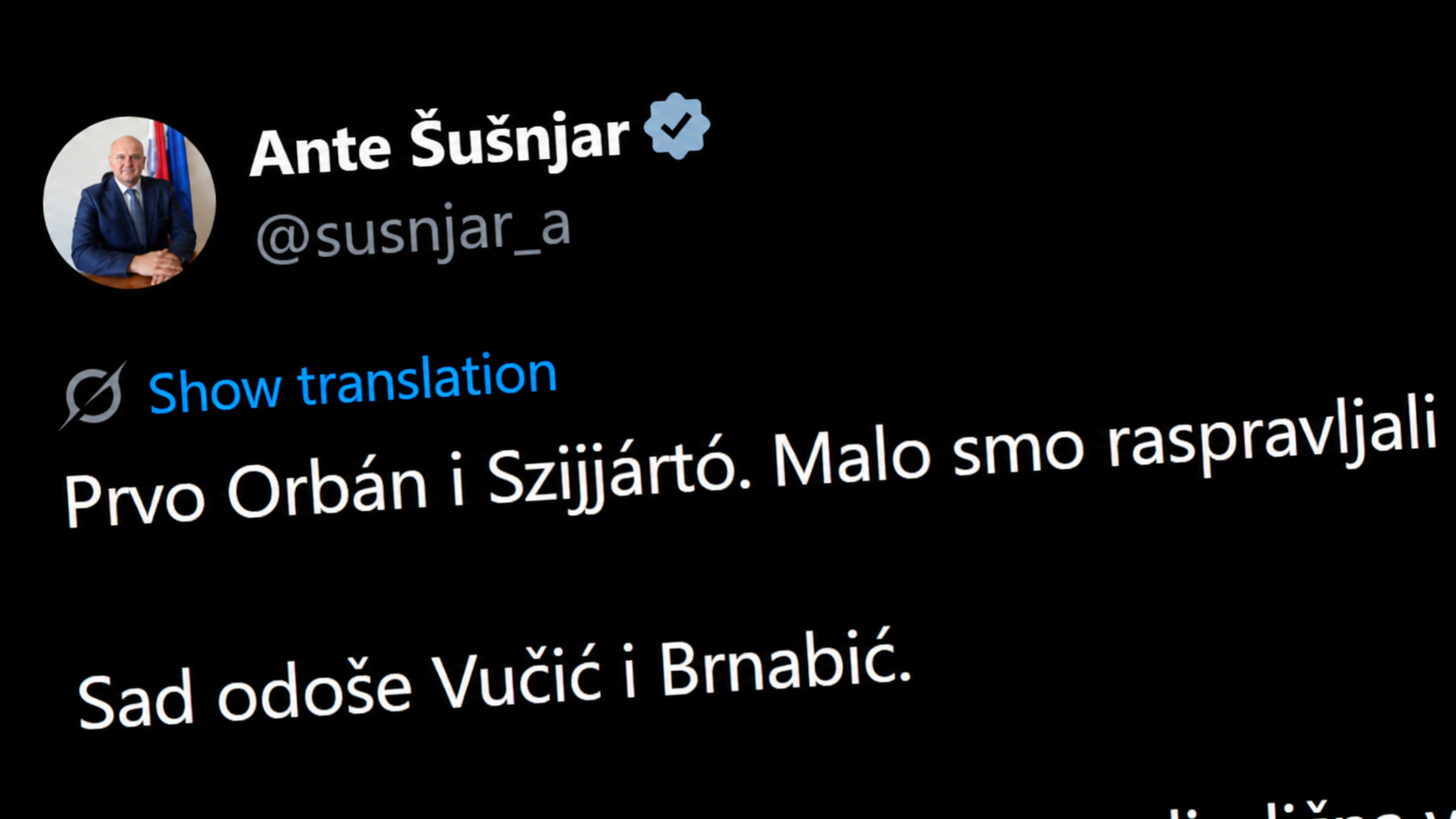 Ministar Šušnjar o Vučićevu padu: Primjećujem obrazac
