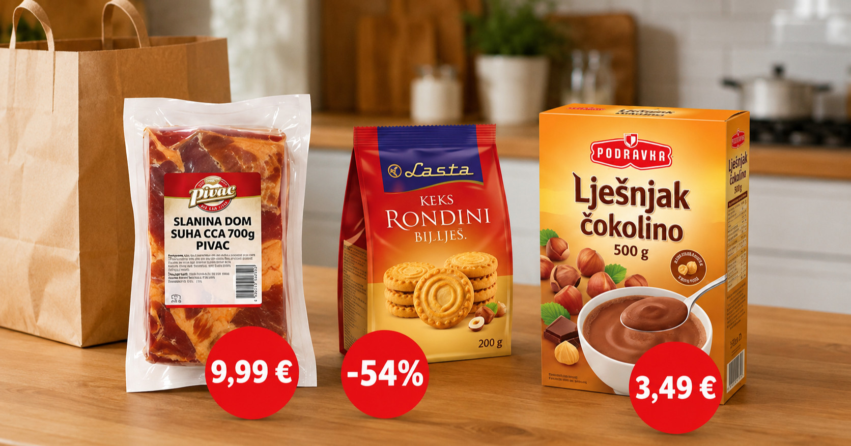 Ulovili smo najbolje akcije danas: Keks Rondini od 1 eura, Pivac slanina za 10 eura