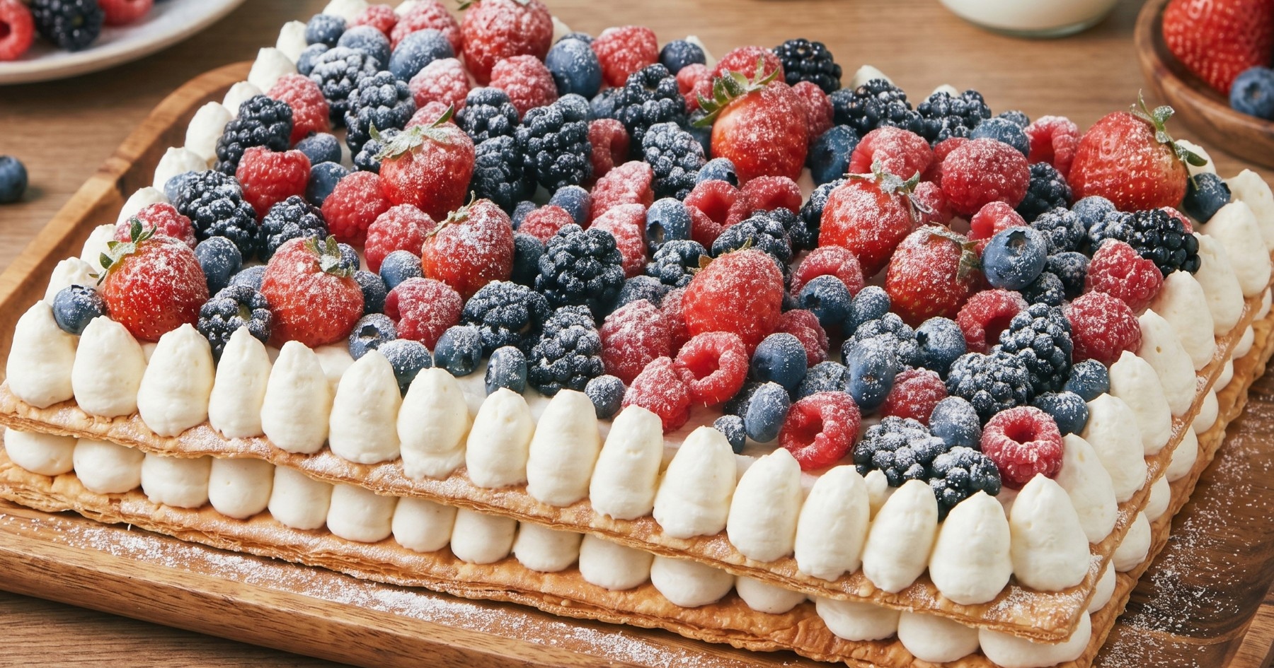 Jednostavan mille-feuille s krem sirom i bobičastim voćem