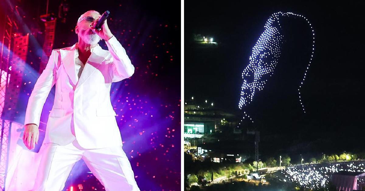 FOTO I VIDEO Halidov lik pojavio se iznad Koševa, Dino Merlin zapjevao njihov duet