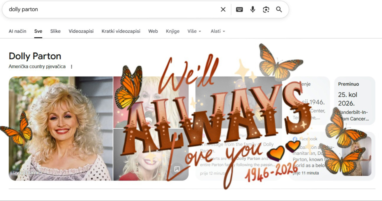Jeste li vidjeli što se pojavi kad upišete Dolly Parton u Google?