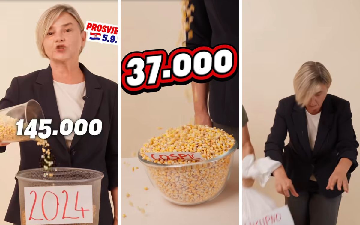 VIDEO Ovako Možemo najavljuje prosvjed. Benčić kukuruzom simulira otpad