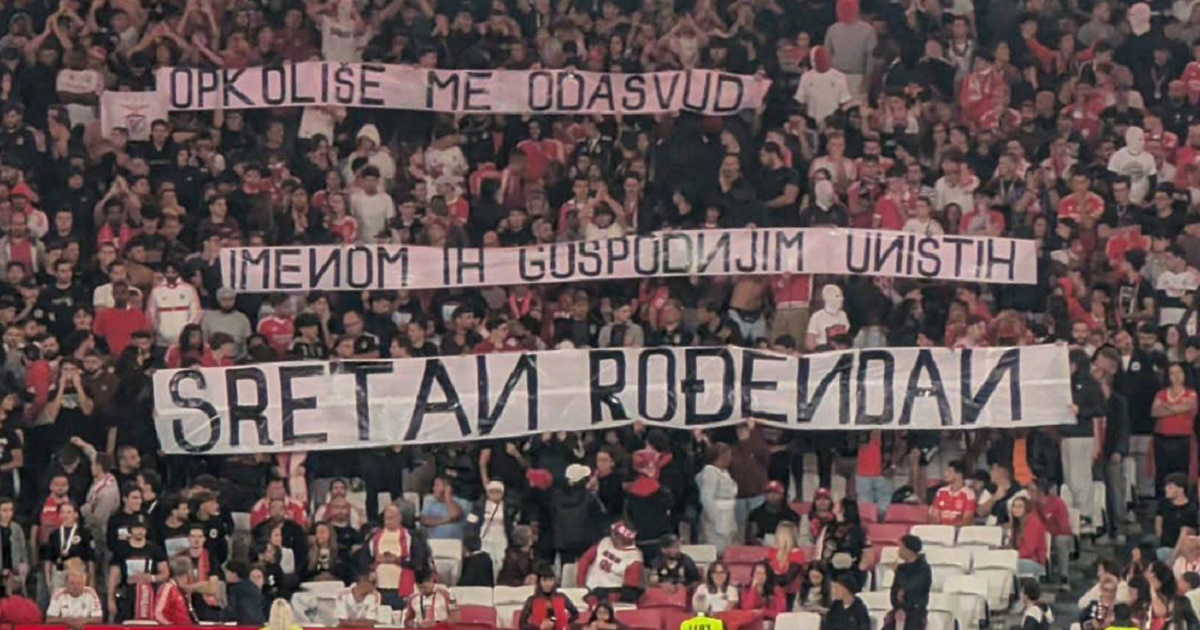 VIDEO Navijači Benfice na hrvatskom čestitali rođendan Torcidi. Citirali su Bibliju