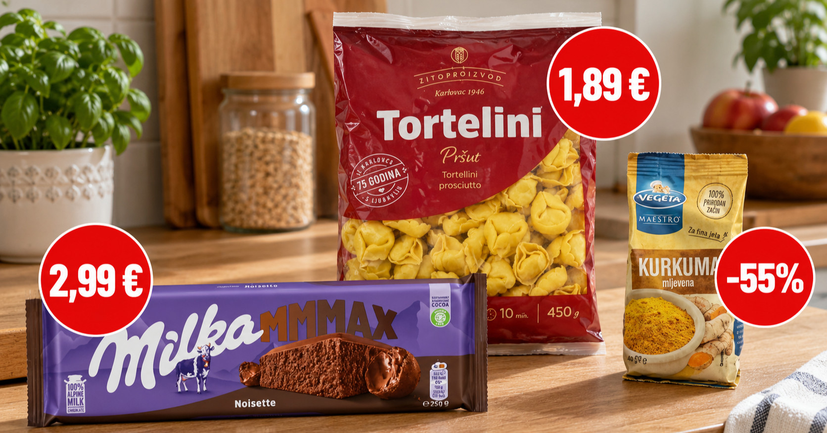 Najbolje cijene danas: Velika Milka za 2,99 eura, Vegeta mljevena kurkuma na -55%